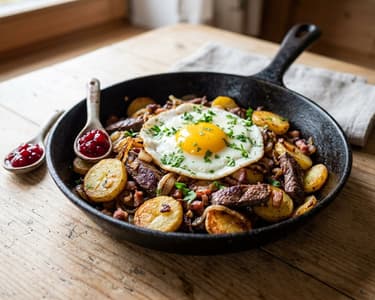 Tiroler Hirschgröstl mit Spiegelei | Herzhafter Wildgenuss