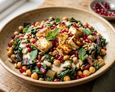 Orientalischer Mangoldsalat mit Backrohr-Feta | Würzig & Warm