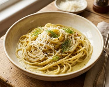 Spaghetti con Crema di Finocchio | Feine Fenchelcreme & Pecorino