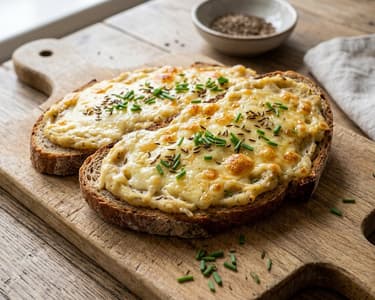 Gebackene Erdäpfelkas-Brote | Mit Bergkäse überbacken