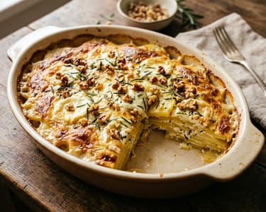 Mühlviertler Erdäpfel-Ziegenkäse-Auflauf