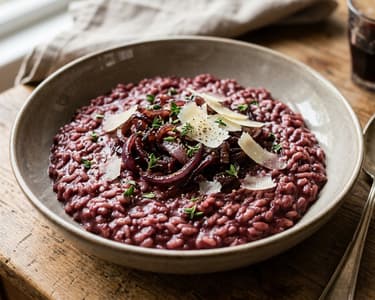 Rotwein-Risotto mit roten Zwiebeln | Cremig & edel