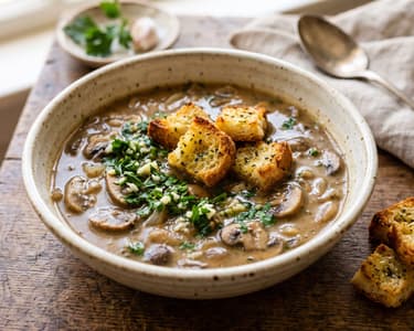Provenzalische Champignon-Suppe mit Persillade