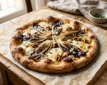 Pizza Bianca mit Chicorée & Gorgonzola | Aus dem Backrohr