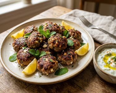 Griechische Keftedes | Würzige Lammbällchen mit Feta