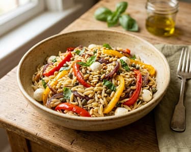 Sizilianischer Orzo-Salat | Mit Backrohr-Peperonata