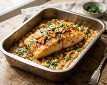 Bacalao a la llauna | Katalanischer Kabeljau mit weißen Bohnen