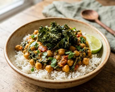 Indian Chickpea and Kale Curry | Chana Saagwala