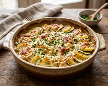 Erdäpfel-Zucchini-Auflauf mit Bergkäse