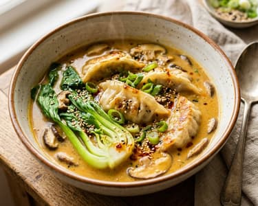 Creamy Gyoza Soup | Warming & Savory with Chicken