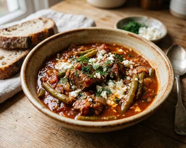Greek Lamb with Green Beans | Arni me Fasolakia