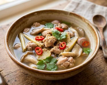Tom Saap Gai | Spicy Isan Chicken Soup with Toasted Rice Powder