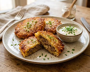 Waldviertler Stuffed Potato Pancakes with Minced Meat | Crispy outside & juicy inside