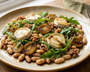 Lukewarm Tuscan Cannellini Bean Salad | With Oven-Roasted Leek & Goat Cheese
