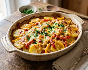 Burgenländischer Erdäpfel-Paprika-Auflauf | Aus dem Backrohr