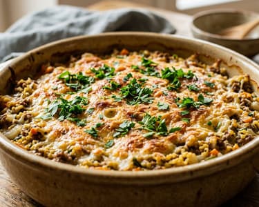 Styrian Häfenbrein | Savory Millet Casserole with Minced Meat