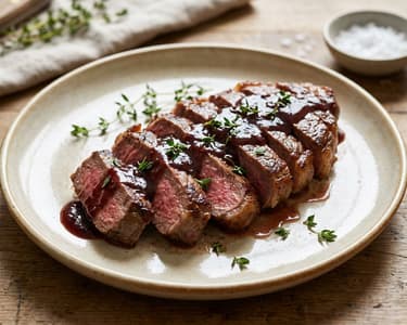 Wiener Beiriedsteak | Zartrosa in Schalotten-Rotweinsauce