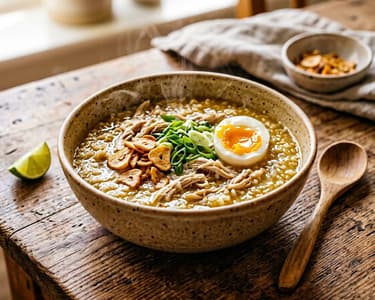 Philippinisches Arroz Caldo | Wärmende Hendl-Ingwer-Reissuppe