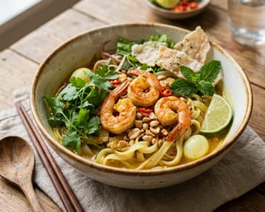 Mì Quảng Tôm | Vietnamesische Kurkuma-Nudeln mit Garnelen