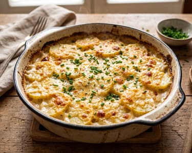 Knoblauchrahm-Erdäpfelauflauf | Cremig überbacken mit Bergkäse