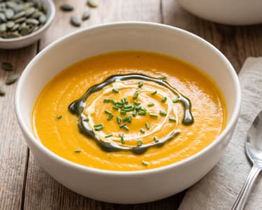 Kürbiscremesuppe mit steirischem Kürbiskernöl