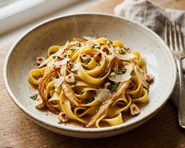 Tagliatelle mit gerösteter Peterwurzen | Nussig & aromatisch