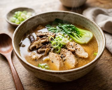 Japanische Miso-Hendlsuppe | Wärmend mit Shiitake & Pak Choi