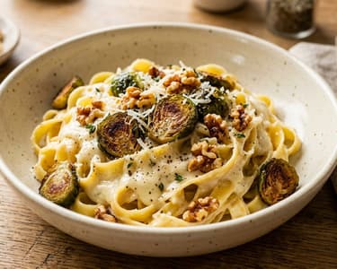Tagliatelle mit gerösteten Kohlsprossen & Gorgonzola-Sauce