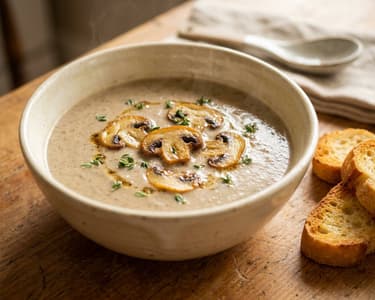 Französische Champignon-Suppe mit Beurre Noisette | Samtig & Aromatisch