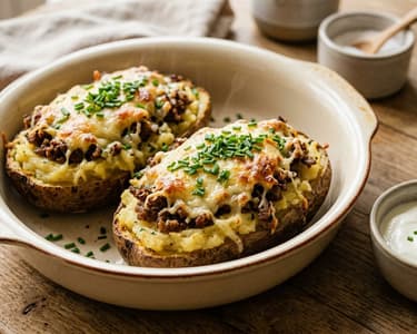 Gefüllte Erdäpfel mit Faschiertem | Würzig überbacken