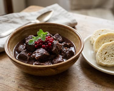 Klassisches Hirschgulasch | Zart geschmort mit Preiselbeeren