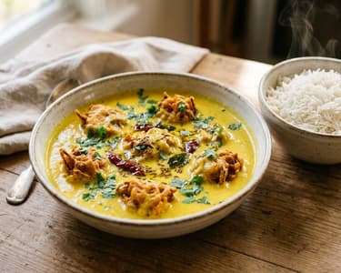 Indisches Kadhi Pakora | Kichererbsen-Krapferl in Joghurtcurry