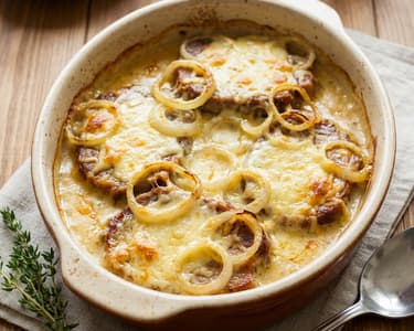 Überbackener Schweineschopf mit Käse und Obers