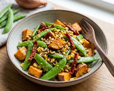 Gebackener Süßkartoffelsalat mit Sesam-Vinaigrette