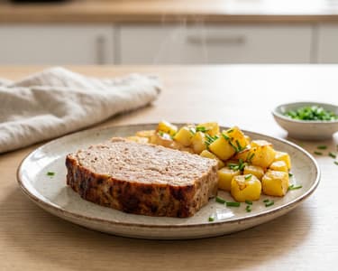 Puten-Faschiertes Braten mit Röstkartoffeln