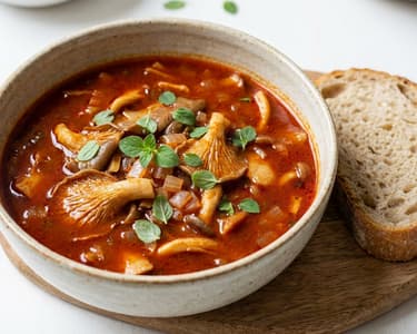 Austernpilzsuppe nach Gulaschart
