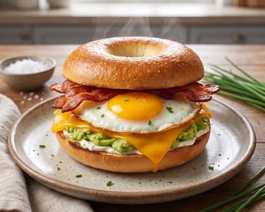 American Breakfast Bagel mit Ei und Bacon