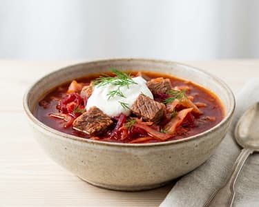Klassischer Borschtsch mit Rindfleisch & Roten Rüben