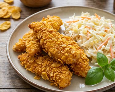 Knusprige Hendl-Strips mit Coleslaw