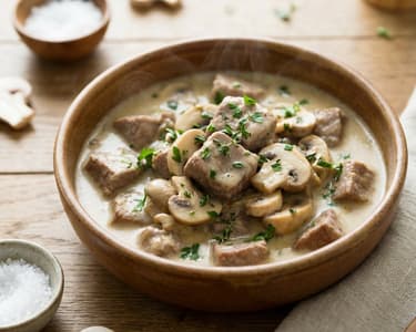 Zartes Kalbsgeschnetzeltes mit Champignons & Obers