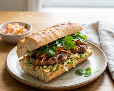 Asiatischer Schweinefleisch-Burger mit Koriander & Ingwer