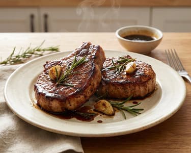 Süß-saure Schweinskoteletts mit Honig & Balsamico