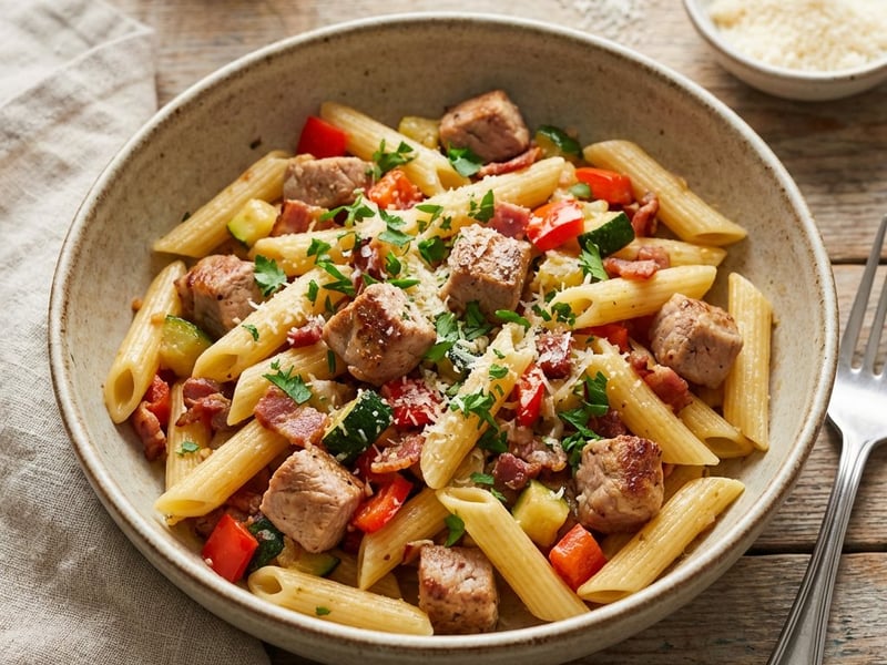 Penne with Pork and Vegetables