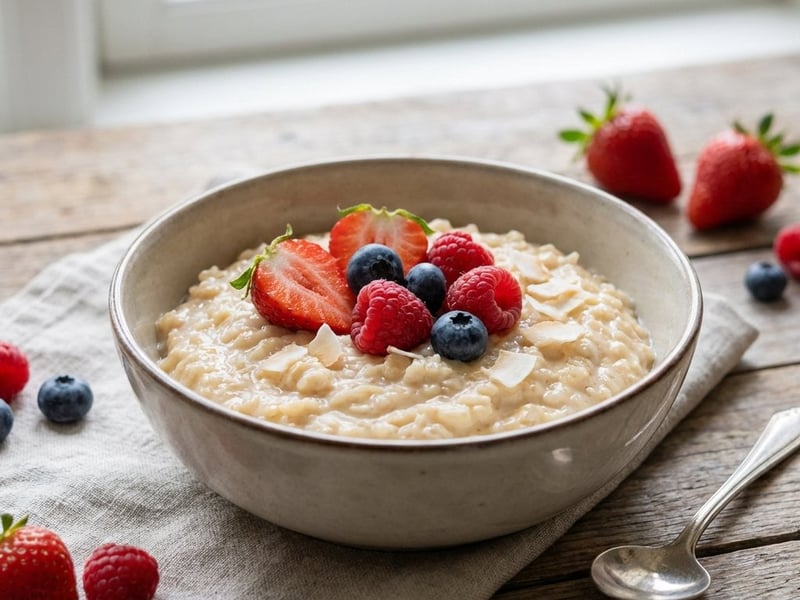 Kokos-Milchreis mit frischen Früchten