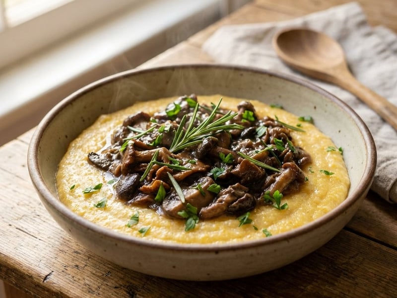 Cremige Polenta mit Waldpilzragout
