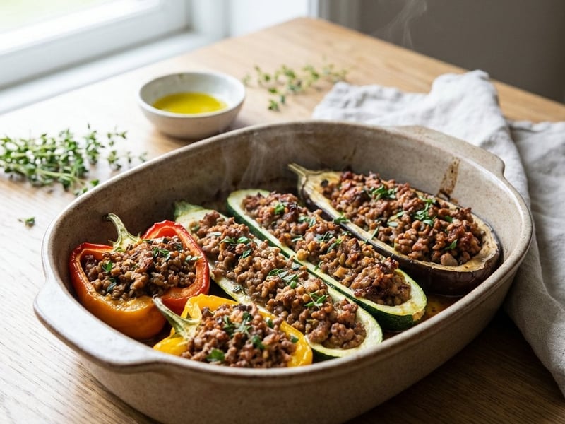 Stuffed Oven Vegetables with Minced Meat