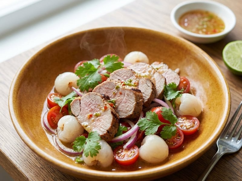 Salad with Pork Tenderloin and Lychee