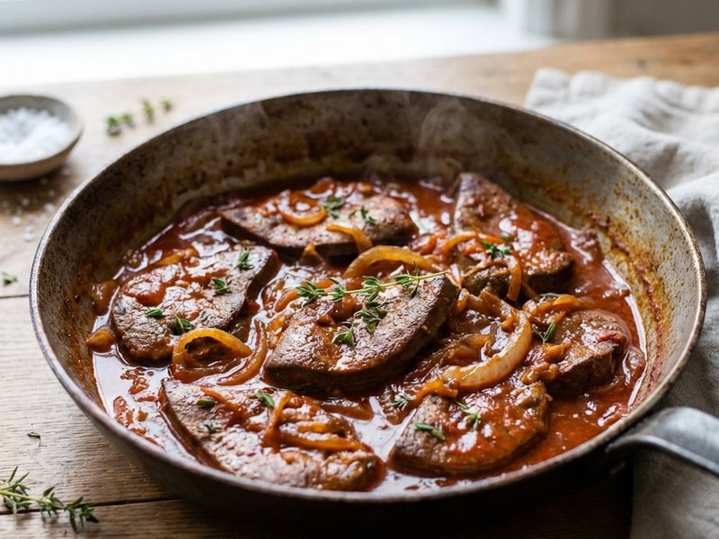 Pork Liver with Chorizo Sauce