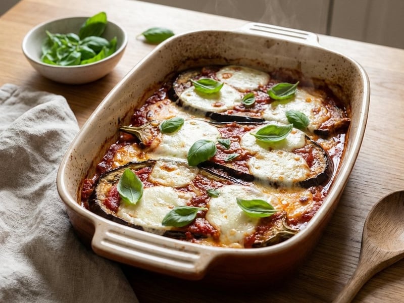 Überbackene Melanzani mit Mozzarella