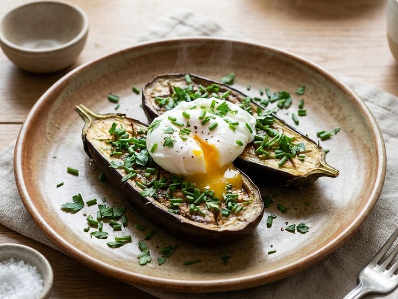 Baked Eggplant with Poached Egg